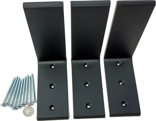Miniatura 8 de Dmax Soportes en L resistentes de acero negro de 6 x 8 pulgadas, soportes de soporte ocultos de encimera 3/8 pulgadas de grosor, soporta 150