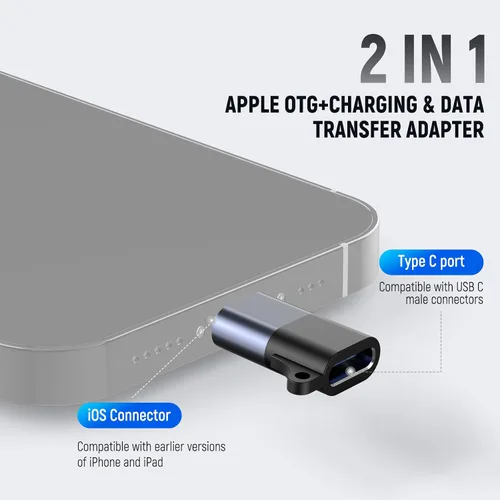Miniatura 2 de NEEWER Juego de 2 adaptadores USB C a iOS OTG, USB tipo C (hembra) a iOS (macho) compatible con iPhone 14, 13, 12, 11 X, iPad tipo C, micrófono