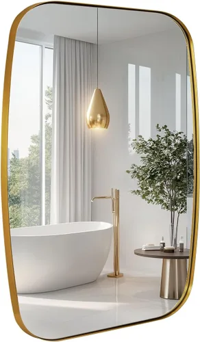 Miniatura 37 de ANDY STAR - Espejos ovalados negros para baño, espejo grande de 24x36 pulgadas con marco de metal negro mate oblongo para pared, espejo moderno