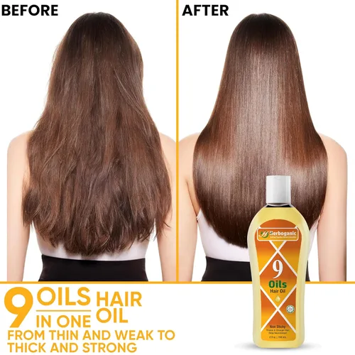 Miniatura 7 de Aceite para el cabello de 9 aceites, mezcla de hierbas de jojoba, almendra, oliva, argán, amla, coco, aceite de ricino, aceite de cebolla y vitamina