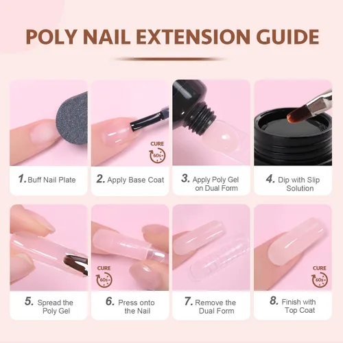 Miniatura 6 de GAOY - Juego de gel polivinílico de 6 colores clásicos rosa desnudo negro, kit de mejora de uñas de gel para arte de uñas DIY