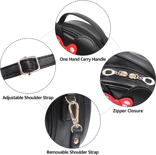 Miniatura 5 de Finex Mini bolso de viaje con diseño de lunares de Minnie Mouse NegroRojo Bolsa Redonda Viajar