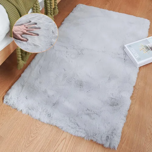 Miniatura 68 de ORINOVA Alfombra de felpa marrón claro beige de 8 x 10 pies para sala de estar, alfombra bohemia esponjosa de piel de conejo grande para dormitorio