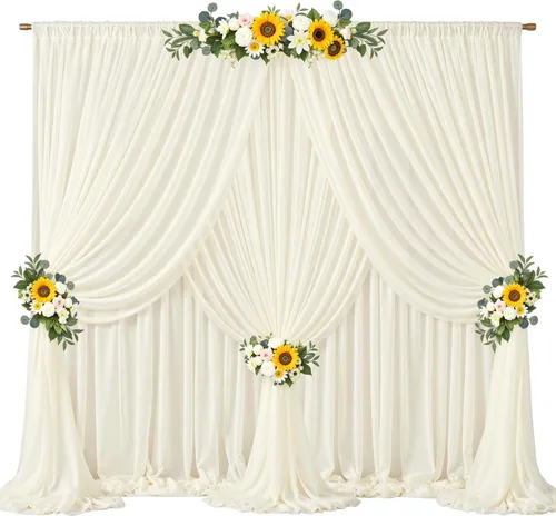 Miniatura 66 de Cortinas de fondo azul bebé de 10 pies x 10 pies, tela de gasa chiffon transparente sin arrugas, tela de fondo fotográfico drapeada para arco