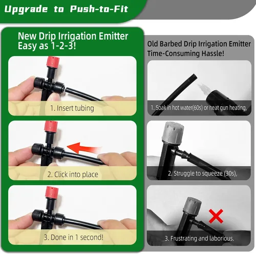 Miniatura 2 de 10 emisores de riego por goteo a presión para tubos de riego de 1/4 de pulgada, pulverizador de emisor de goteo ajustable de 360 grados con estaca