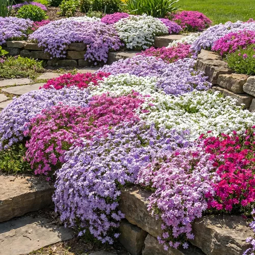 Miniatura 6 de Paquete de 3 plantas rastreras Phlox Live, 5-8 pulgadas, cubierta de suelo de Phlox rastrero perenne para jardín al aire libre (color aleatorio)