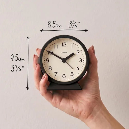 Miniatura 2 de JONES CLOCKS Mini reloj despertador Midnight Diseño contemporáneo Negro Elegante, compacto y funcional para mesita de noche, escritorio