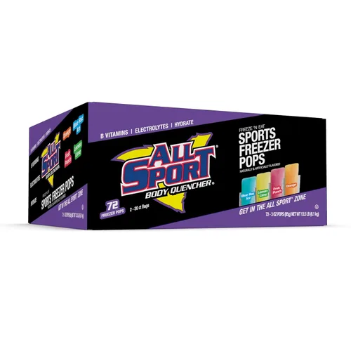 Miniatura 10 de All Sport Body Quencher Freezer Bars Variety Pack (Sugar Free) Giant Sized 3oz, 72 CT Refreshing Ice Pops with Electrolytes