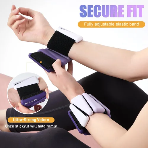Miniatura 4 de BECOJADDE Pesas de Tobillo para Mujeres Pesas de Muñeca Juego de 2 (1 lb/2 lbs Cada Una) Peso Ajustable para Brazo y Pierna para Mujeres y Hombres