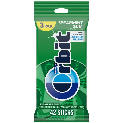 ORBIT Goma de mascar sin azúcar de menta verde, 3 paquetes de 14 piezas (42 piezas en total)