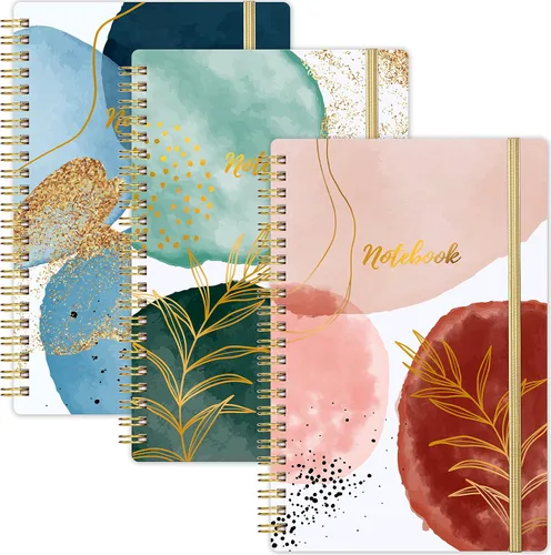 Miniatura 8 de Cuaderno Chopet - Paquete de 3 cuadernos en espiral A5 con líneas, cuaderno de 8.3" x 6" con papel grueso, cuaderno de diario clásico con rayas