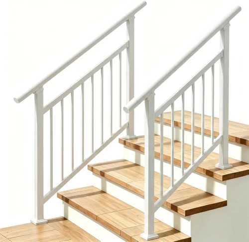 Miniatura 11 de Pasamanos para escalones al aire libre adecuados para 1 a 3 escalones, barandilla de escalera de hierro forjado, paso estable con pasamanos de 3