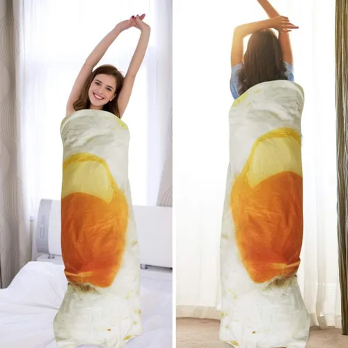 Miniatura 3 de Cobija gigante de tortilla de Burrito realista Manta de franela graciosa de bromas divertidas para regalos de Navidad o de Cumpleaños