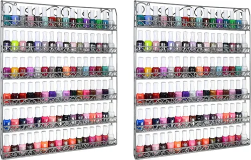 Miniatura 8 de AMT - Estantes metálicos para esmalte de uñas para pared, exhibición de esmalte de uñas transparente, organizador de aceites esenciales Young