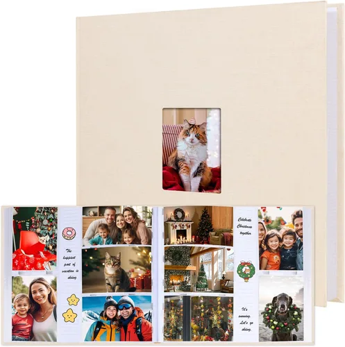 Miniatura 11 de Álbum de fotos de 450 bolsillos de 4 x 6 pulgadas con espacio de escritura, cubierta de lino de gran capacidad, libro con capacidad para 450 fotos