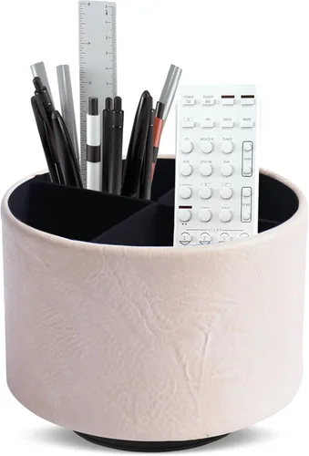 Miniatura 83 de Organizador Redondo de Cuero para Suministros de Arte, Soporte para Control Remoto, Rotación de 360 Grados, Soporte Multifuncional para Lápices