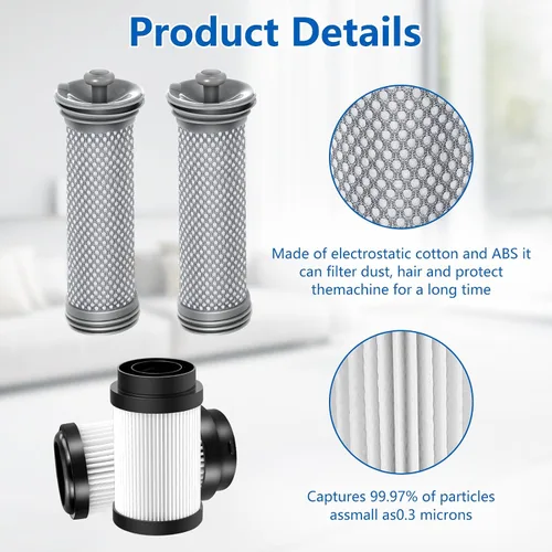 Miniatura 6 de Paquete de 4 piezas de repuesto de filtros para aspiradora Tineco Pure ONE S15/S15 Essentials/S15 Pet Ex, 2 prefiltros y 2 filtros HEPA