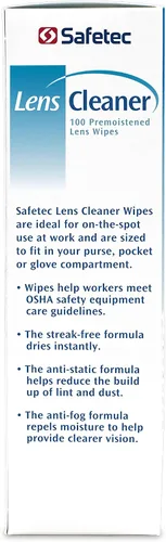 Miniatura 4 de Safetec Limpiador de lentes toallitas prehumedecidas para gafas, gafas y gafas de sol, caja de 100 unidades (10 cajas/caja)