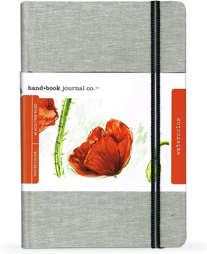 Handbook Diario de Acuarela, Retrato Grande de 8.25"x5.25", Papel Prensado en Frío de 95lb/200gsm, Diario de Viaje, Cubierta de Lino Europeo Natural