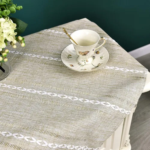 Miniatura 5 de NEWISHER Mantel cuadrado pequeño bordado rústico de 20 x 20 pulgadas, mantel de tela jacquard a rayas lavable para mesa de comedor para mesita