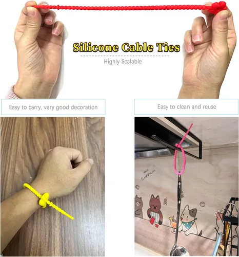 Miniatura 6 de 20 bridas de silicona reutilizables para cables, organizador de cables de silicona reutilizables, correas para cables, ataduras multiusos