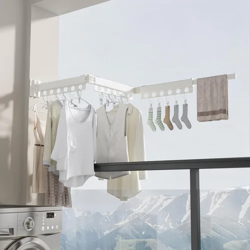 Miniatura 2 de Tendedero plegable para colgar ropa, 3 pliegues, color blanco Blanco triple