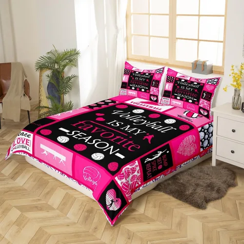 Miniatura 2 de Manfei Juego de funda de edredón de voleibol para niños, tamaño individual, juego de ropa de cama temática deportiva, 2 piezas para decoración