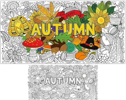 Miniatura 8 de ZOIIWA Póster gigante de Halloween para colorear de mandala para niños y adultos, Halloween, bricolaje, dibujo, mantel para colorear, mandala