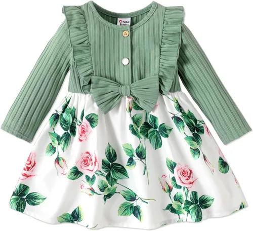 PATPAT Baby Girl Dress Infant Girls Long Sleeve Baby Fall Winter Dress