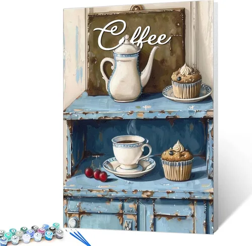 Miniatura 15 de Pintura de especias y hierbas, kit de pintura de cilantro y salvia por números, 16 x 20 pulgadas, lienzo de cocina para bricolaje, aceite vegetal