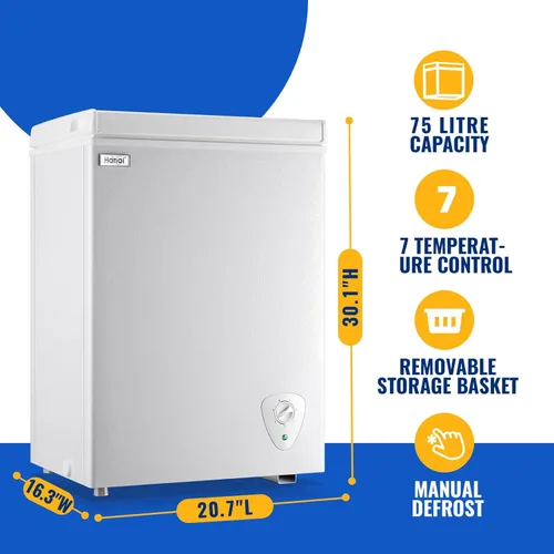 Miniatura 3 de Congelador de Pecho 3.5 Pies Cúbicos Congelador Profundo Pequeño Mini Congeladores Independiente de Puerta Superior Cesta Extraíble y 7 Termostatos