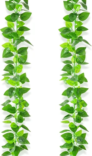 BLEUM CADE 2Pcs Fake Vines with Faux Pothos Leaves, Artificial Ivy Garland Fake Plants Greenery for Bedroom Living Room Office Wall Garden Wedding