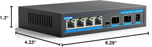 Miniatura 10 de Interruptor PoE+ de 4 puertos 2.5Gb con 2 puertos SFP+ de 10Gb adicionales, TEROW Base-T 10G Ethernet, capacidad de conmutación de 60Gbps