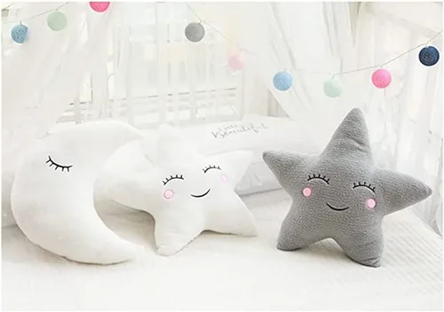 Miniatura 4 de Almohada de estrella con diseño de luna, nube, decoración de habitación fresca, cojín para cama