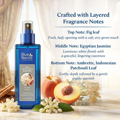 Miniatura 4 de Blue Nectar Maharani Rose Attar Mist con comino y sándalo Bruma de perfume de larga duración para mujeres Esencia floral Aerosol corporal apto