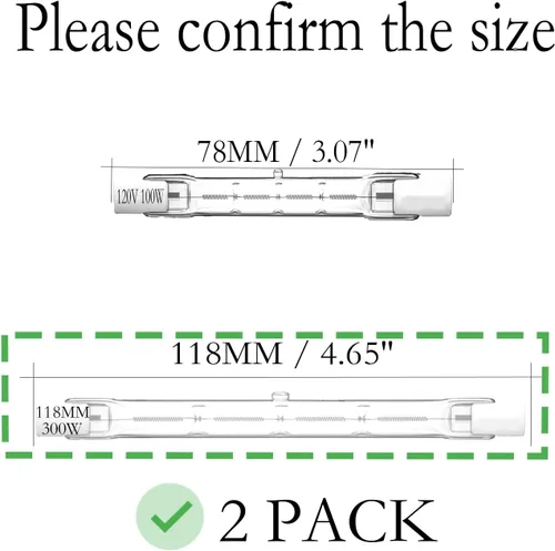 Miniatura 2 de Bombilla R7S de 300 W, bombillas halógenas de 4.7 pulgadas, R7S J118, 300W, T3 JType, paquete de 2, reemplazo de luz de trabajo de seguridad