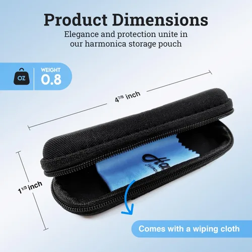 Miniatura 2 de Harmo nica Case Chromatic Harmonica - Funda negra con cremallera (10 agujeros diatónicos)