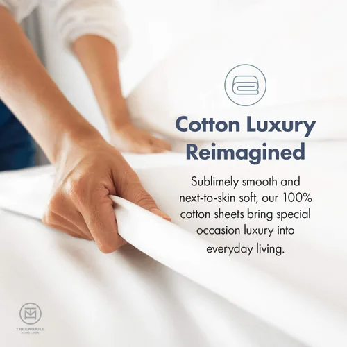 Miniatura 9 de Threadmill Sábanas 100% Algodón para Cama Twin XL - Juego de Sábanas Twin XL de 600 Hilos con Bolsillo Profundo de 15" - Juego de Ropa de Cama de 3