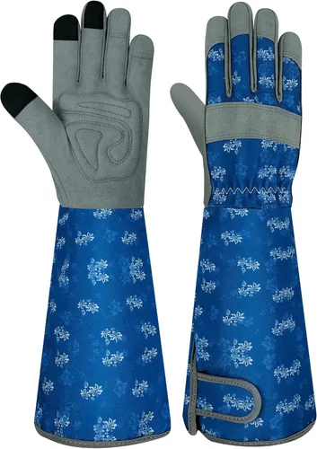 Miniatura 17 de Guantes largos de jardinería para mujer, guantes de cuero a prueba de espinas, guantes de trabajo transpirables para mujeres, patio, exteriores