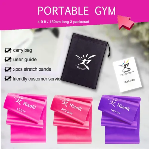 Miniatura 4 de Juego de bandas de resistencia planas para terapia, sin látex, bandas elásticas planas para ejercicio, flexibilidad, pilates, yoga, ballet