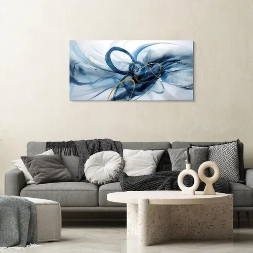 Miniatura 3 de XLSJERST Arte abstracto de pared para sala de estar, lienzo grande, azul y blanco, minimalismo moderno, obra de arte horizontal para dormitorio