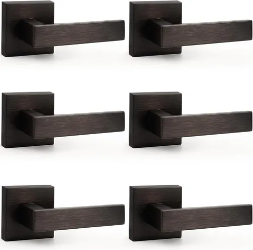 Miniatura 110 de Probrico Paquete de 4 manijas de puerta simuladas en negro mate, manijas interiores que no giran, manijas reversibles resistentes para interiores