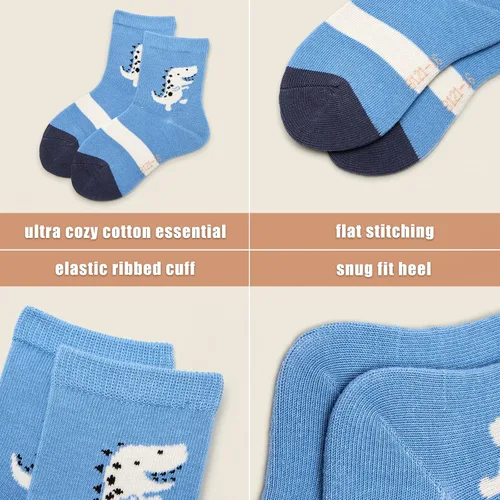 Miniatura 34 de Aisyee Calcetines de algodón para niños, calcetines sin costuras para niños, calcetines coloridos de cuarto de punto, paquete de 6