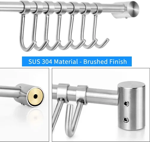 Miniatura 2 de Audmore Estante para utensilios de cocina, 2 unidades, ollas y sartenes de 15.6 pulgadas, estante colgante de pared, tapa de acero inoxidable 304, 7