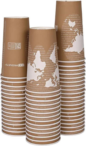 Miniatura 13 de ECO PRODUCTS Tazas de café de espresso desechables y compostables World Art de 4 onzas, caja de 1000, taza de papel caliente renovable, forro de PLA