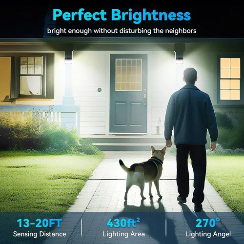 Miniatura 5 de Claoner - Luces solares con sensor de movimiento [128 LED/4 paquetes], luces para exterior con 3 modos de iluminación con 270° de angulo