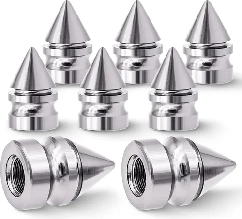 Miniatura 13 de 4 piezas de tapas de válvula de rueda con estilo púas, resistentes a la corrosión, universales de aleación de aluminio a prueba de polvo para Spiked
