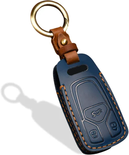 Miniatura 8 de OLLEN Funda para llavero de cuero genuino sin tornillos, compatible con Audi A3 A6 A6L A7 A8 Q7 Q8 E-Tron S3 S6 S7 SQ7 RS6 RS7, etc, protector