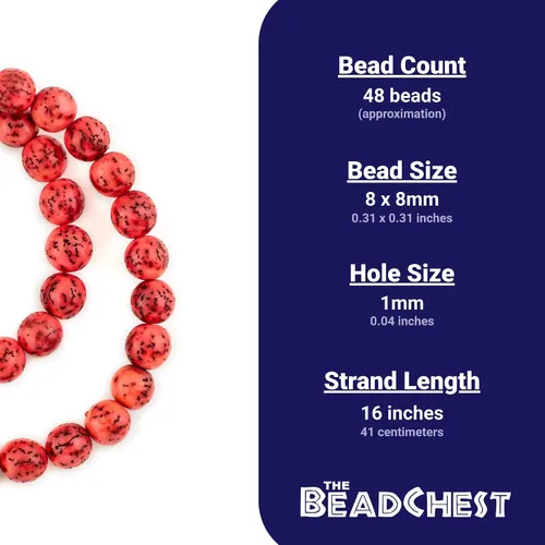 Miniatura 4 de The Bead Chest Cuentas redondas naturales de color rojo rubor (0.315 in)