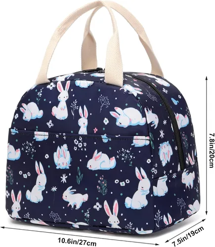 Miniatura 6 de Bolsa de almuerzo de conejo para mujeres y niñas, bolsas de picnic reutilizables con aislamiento para adultos y niños, trabajo, escuela, senderismo